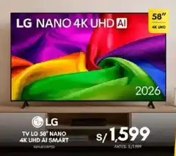 La Curacao LG TV LG 58" NANO 4K UHD AI SMART oferta
