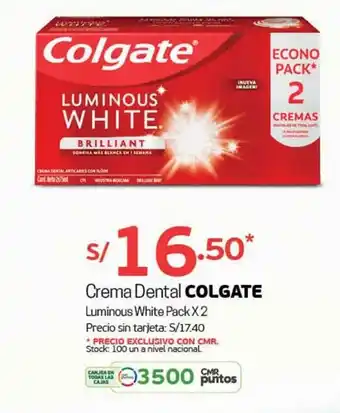 Tottus Crema Dental Colgate Luminous White x2 oferta