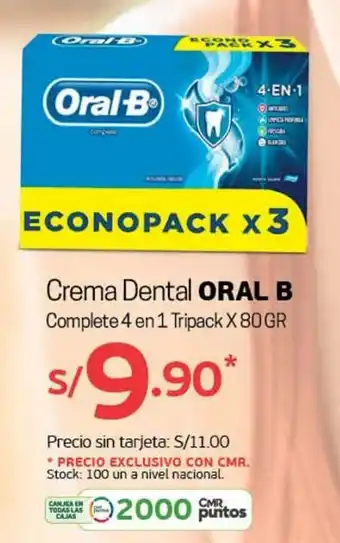 Tottus Crema Dental Oral-B Complete 3x80g oferta