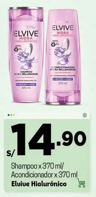 Tottus Shampoo/Acondicionador Elvive Hialurónico 370ml oferta