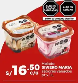 Plaza Vea Helado Siviero Maria sabores variados oferta