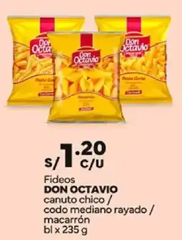 Plaza Vea Don Octavio fideos canuto chico / codo mediano rayado / macarrón oferta