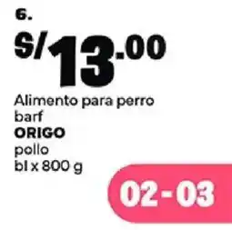 Plaza Vea Origo alimento para perro barf pollo oferta