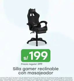 Tottus Layer silla gamer reclinalbe con masajeador oferta
