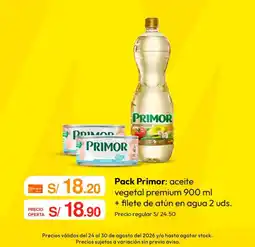 Metro Primor aceite vegetal premium + filete de atún en agua oferta