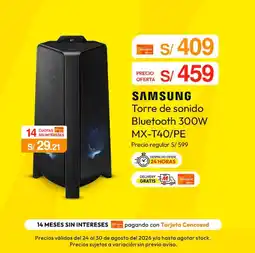 Metro Samsung torre de sonido bluetooth 300w mx-t40/pe oferta
