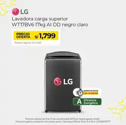 Metro LG lavadora carga superior WT17BV6 17kg AI DD negro claro oferta