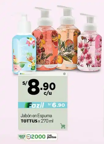 Tottus Jabón en Espuma Tottus 270ml oferta