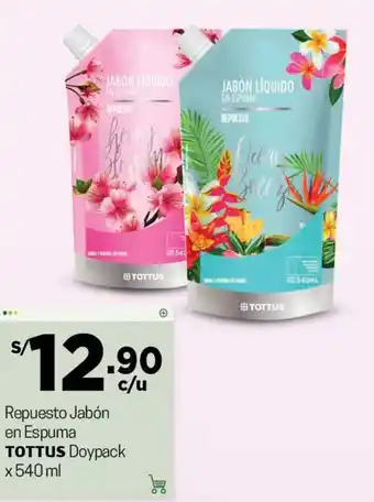 Tottus Repuesto Jabón en Espuma Tottus 540ml oferta