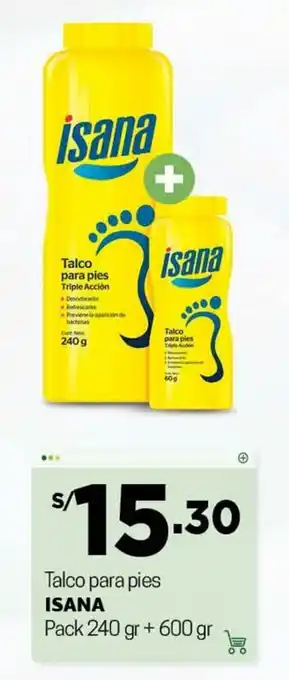 Tottus Talco para Pies Isana 240g+600g oferta