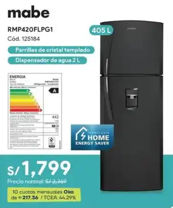 Mabe refrigerador 405 l