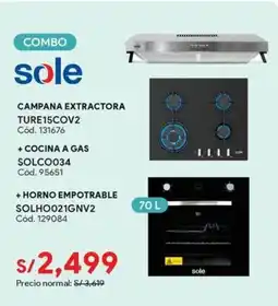 Hiraoka Sole campana extractora ture15cov2 oferta