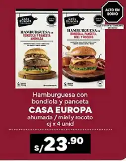 Plaza Vea Casa Europa hamburguesa con bondiola y panceta ahumada / miel y rocoto oferta