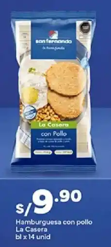 Plaza Vea La Casera hamburguesa con pollo oferta