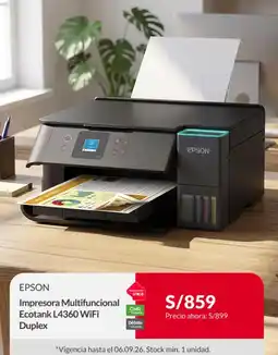 Sodimac Epson impresora multifuncional ecotank l4360 wifi duplex oferta