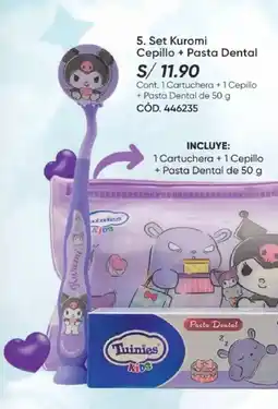 Azzorti Tuinies kids set kuromi cepillo + pasta dental oferta