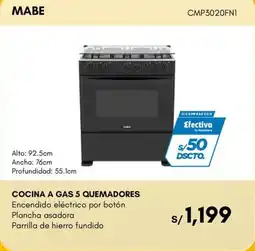 La Curacao Mabe cocina a gas 5 quemadores oferta