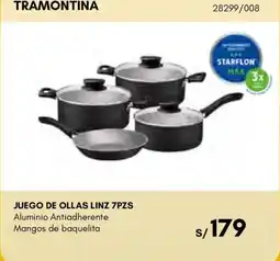 La Curacao Tramontina juego de ollas linz 7pzs oferta