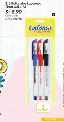 Azzorti Layconsa 3 bolígrafos tinta gel l-a1 oferta