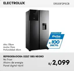 La Curacao Electrolux refrigeradora 522lt sbs negro oferta