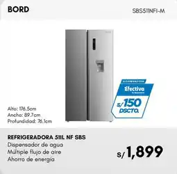 La Curacao Bord refrigeradora 511l nf sbs oferta