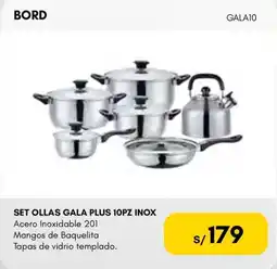 La Curacao Bord ollas gala plus 10pz inox oferta