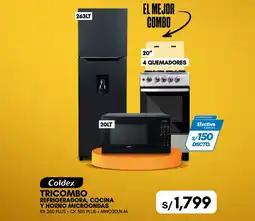 La Curacao Coldex tricombo refrigeradora, cocina y horno microondas oferta