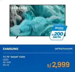 Tiendas EFE Samsung tv 75" smart tizen qled 4k uhd 60 hz oferta