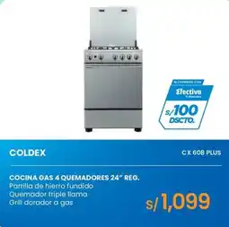 Tiendas EFE Coldex cocina gas 4 quemadores 24 reg oferta
