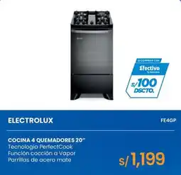 Tiendas EFE Electrolux cocina 4 quemadores 20" oferta