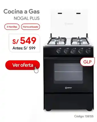 Amiray cocina a gas nogal plus