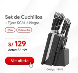 Hiraoka Set de Cuchillos + Tijera SCM-6 Negro oferta