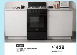 Tiendas EFE Bord cocina 20" 4 hornillas gl negro oferta