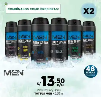 Tottus Men Body Spray Tottus 2x150ml oferta