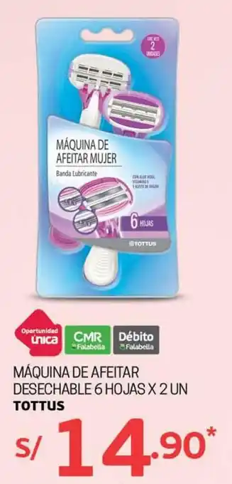 Tottus Máquina de Afeitar Desechable 6 Hojas Tottus 2 unid oferta