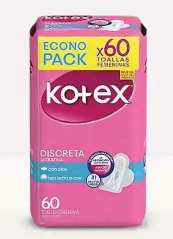 Tottus Toalla Higiénicas Discreta Ultrafina Kotex 60 unid oferta