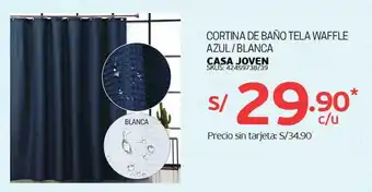 Tottus Cortina de Baño Tela Waffle Azul/Blanca Casa Joven oferta