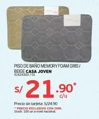 Tottus Piso de Baño Memory Foam Gris/Beige Casa Joven oferta