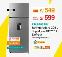 Metro Hisense refrigeradora 205 l top mount rd267h defrost oferta