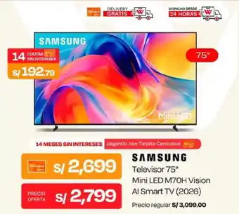 Samsung Televisor 75" Mini LED M70H Vision AI Smart TV