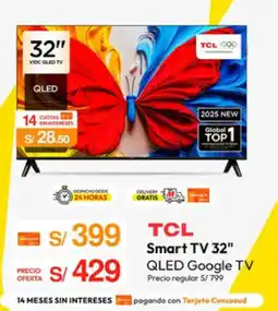 Metro Tcl smart tv 32" qled google tv oferta