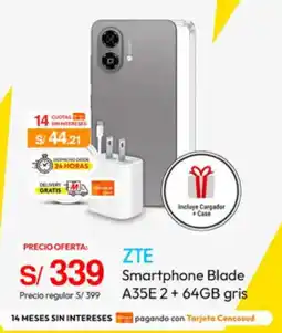 Metro ZTE Smartphone Blade A35E 2 + 64GB gris oferta