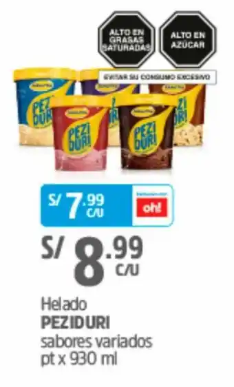 Plaza Vea Helado Peziduri 930ml oferta