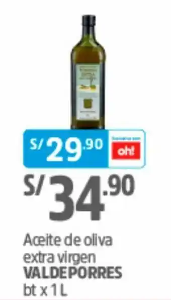 Plaza Vea Aceite de Oliva Extra Virgen Valdeporres 1L oferta