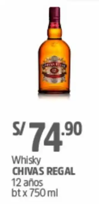 Plaza Vea Whisky 12 Años Chivas Regal 750ml oferta