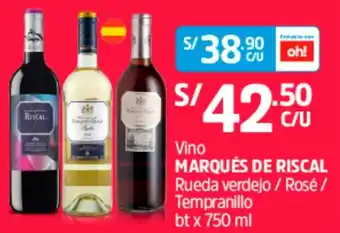 Plaza Vea Vino Rueda Verdejo/Rosé/Tempranilla Marqués de Riscal 750ml oferta