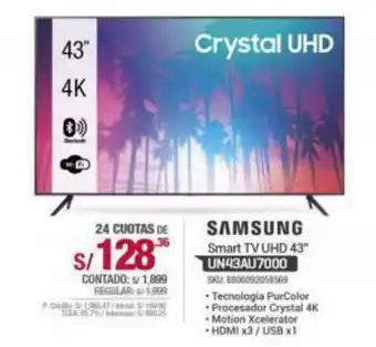 Carsa Samsung Smart TV UHD 43" UN43AU7000 oferta