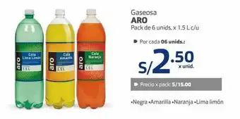 Makro Gaseosa aro pack de 6 unids. x 1.5 l c/u oferta