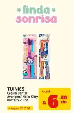 MaxiAhorro Tuinies cepillo dental avengers hello kitty blister x 2 und. oferta