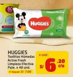 MaxiAhorro Huggies toallitas húmedas active fresh limpieza efectiva oferta